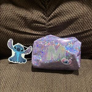 Stitch X Primark “M” Purple Cosmetics Case. NWT